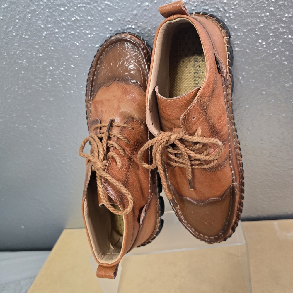 Men's Casual Brown Leather Lace-Up Shoes